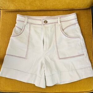 MADEWELL Rainbow-Stitch High-rise canvas shorts